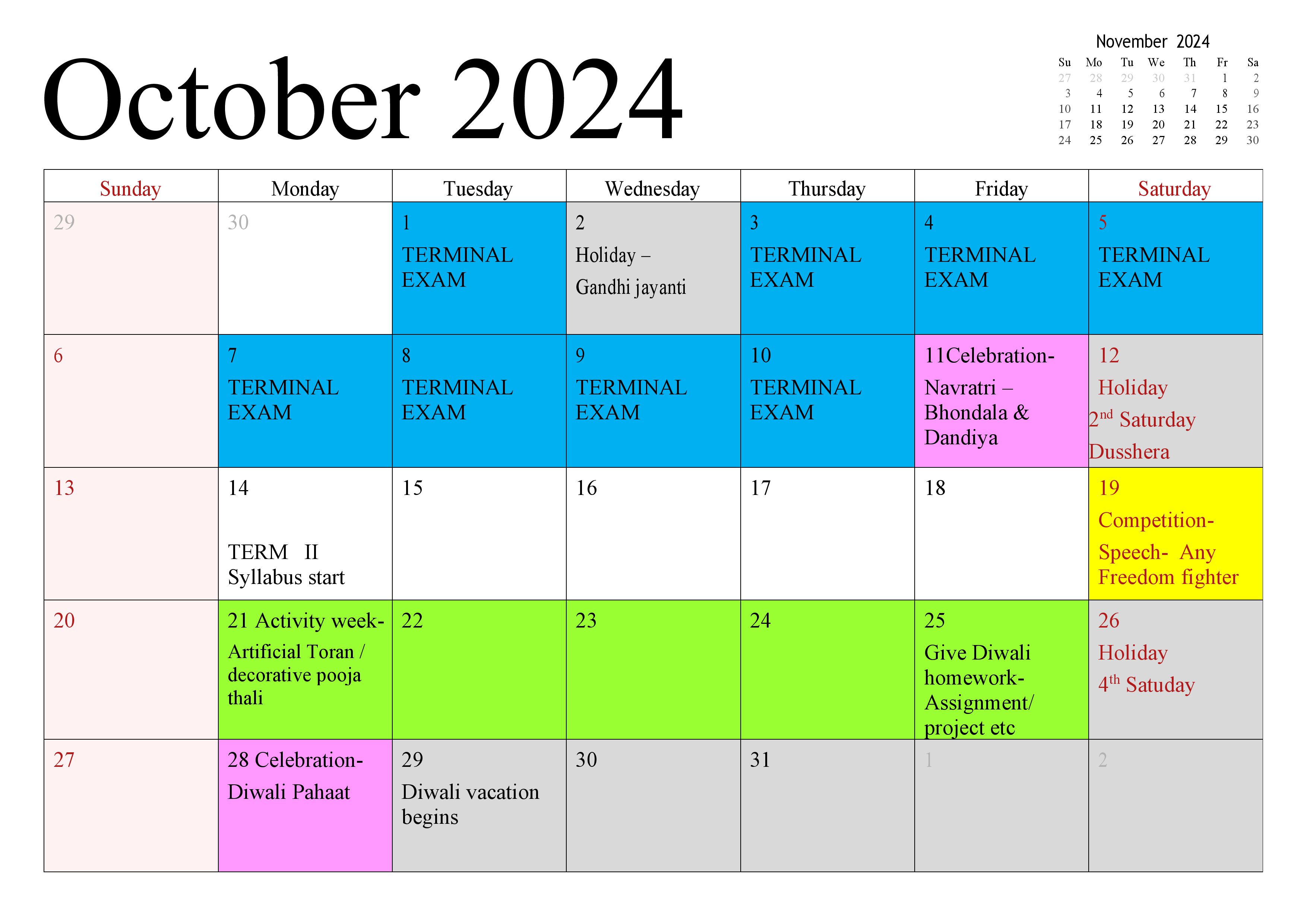 October 2024 Calendar